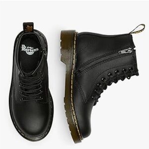 Dr Martens Kids Delaney Black Leather Boots Lace Up Zip
